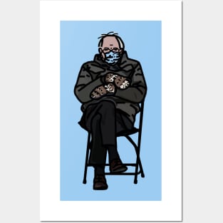 Bernie Sanders Mittens Line Drawing Posters and Art